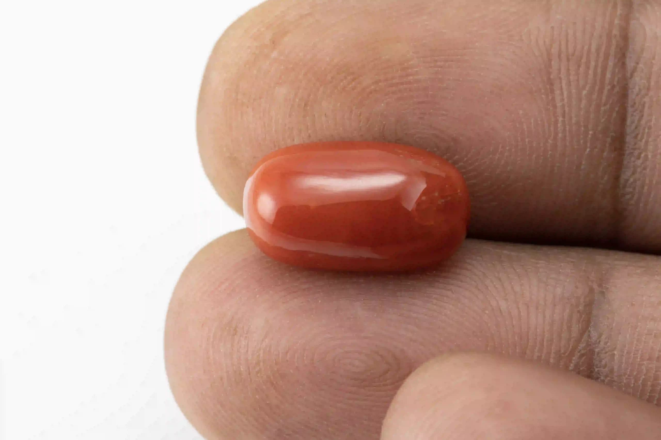 Moonga Stone 6.99 Ratti (6.36 Carat) - Italian Red Coral - View #3