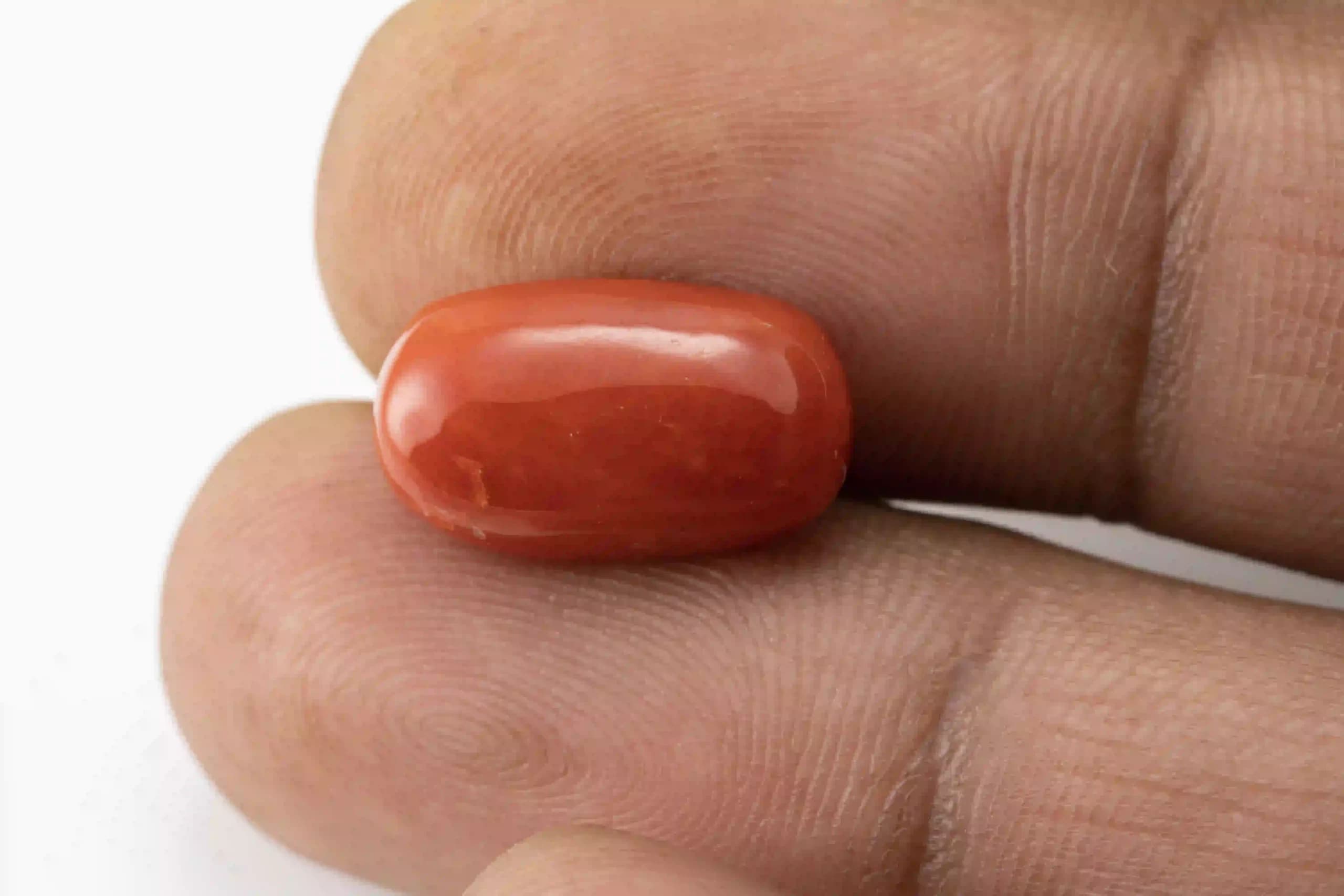 Moonga Stone 7.14 Ratti (6.50 Carat) - Italian Red Coral - View #3