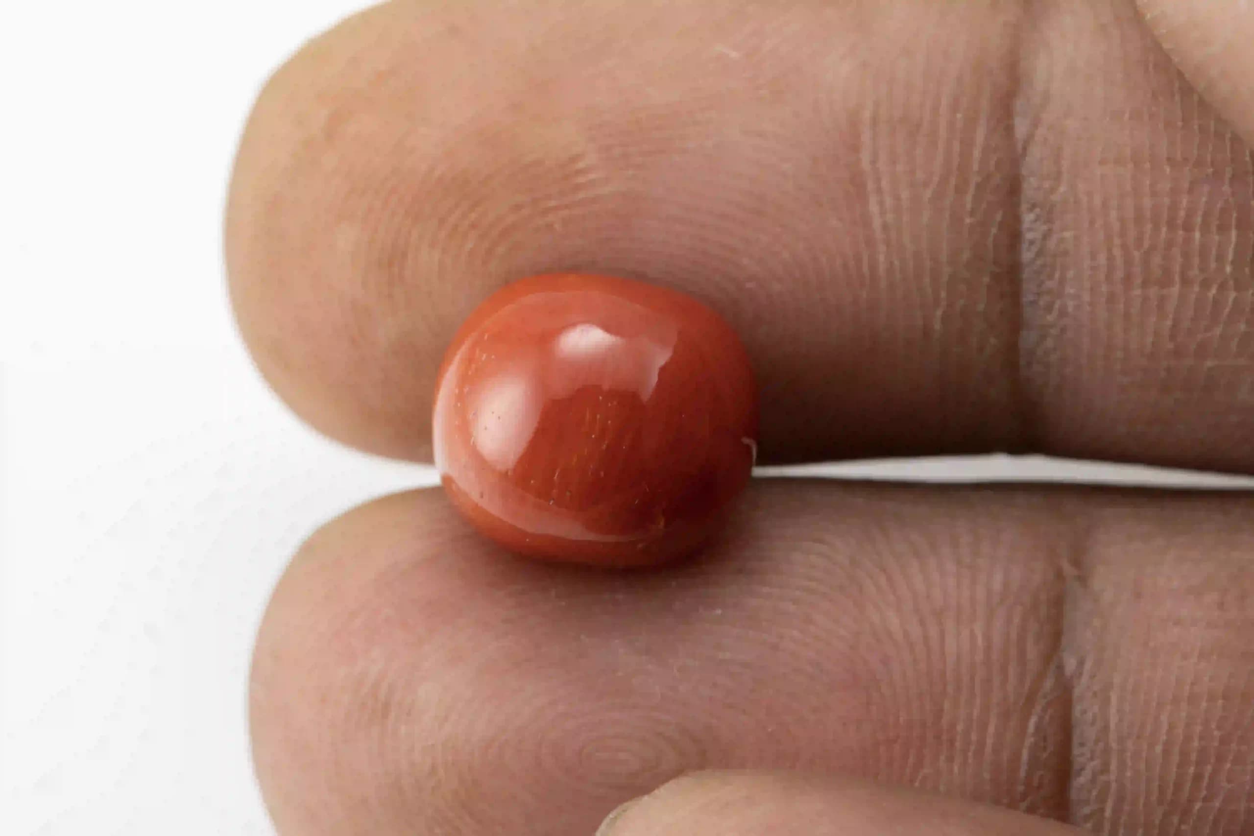 Moonga Stone 7.79 Ratti (7.25 Carat) - Italian Red Coral - View #3