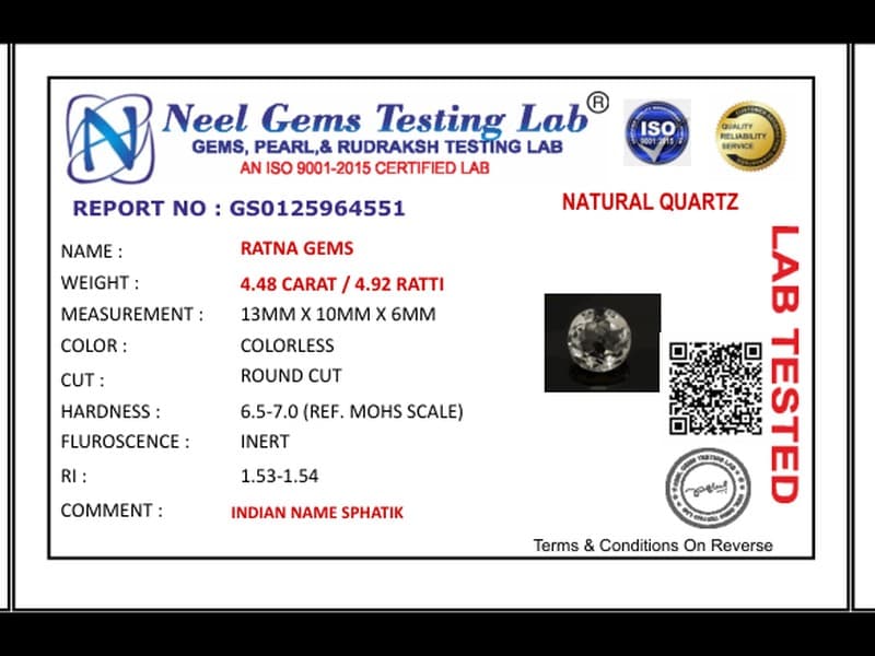 Crystal Stone 4.48 Carat - 4.92 Ratti Sphatik - View #4