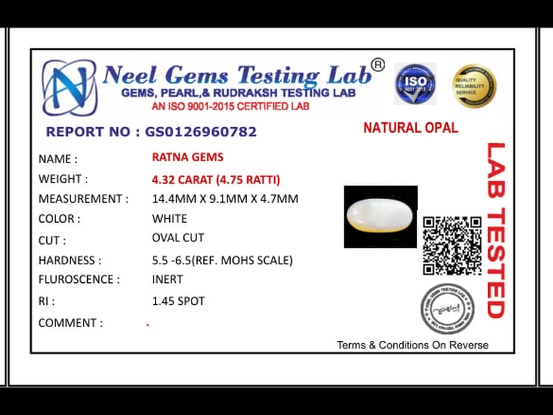 Australian Milky Opal (Doodhiya Patthar) 4.32 Carat (4.75 Ratti) — Solid White - View #4