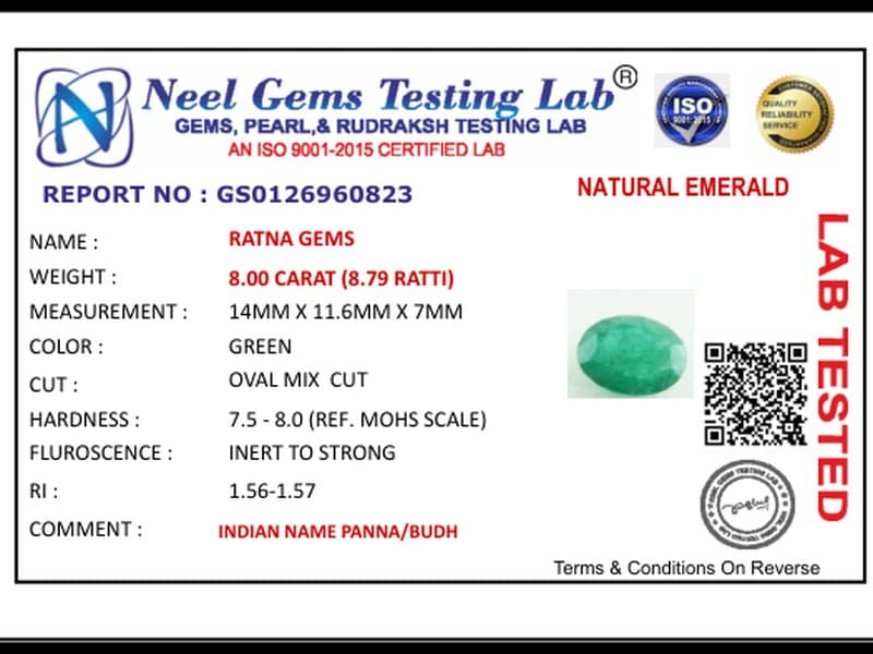 Zambian Emerald (Panna) 8 Carat (8.79 Ratti) - View #4