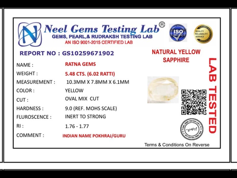 Ceylon Yellow Sapphire (Pukhraj) 5.48 Carat (6.02 Ratti) - View #4