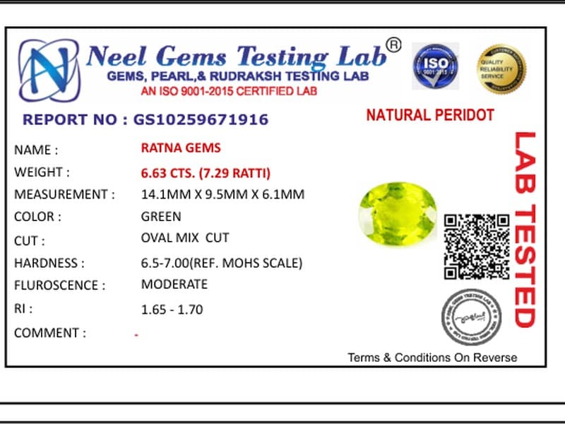 Peridot Stone 6.63 Carat (7.29 Ratti) - View #4