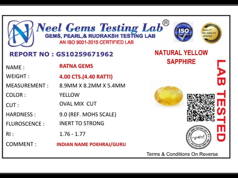 Bangkok yellow sapphire (Pukhraj) 4 Carat (4.40 Ratti) - View #4
