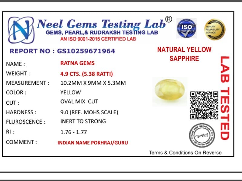 Bangkok yellow sapphire (Pukhraj) 4.9 Carat (5.38 Ratti) - View #4