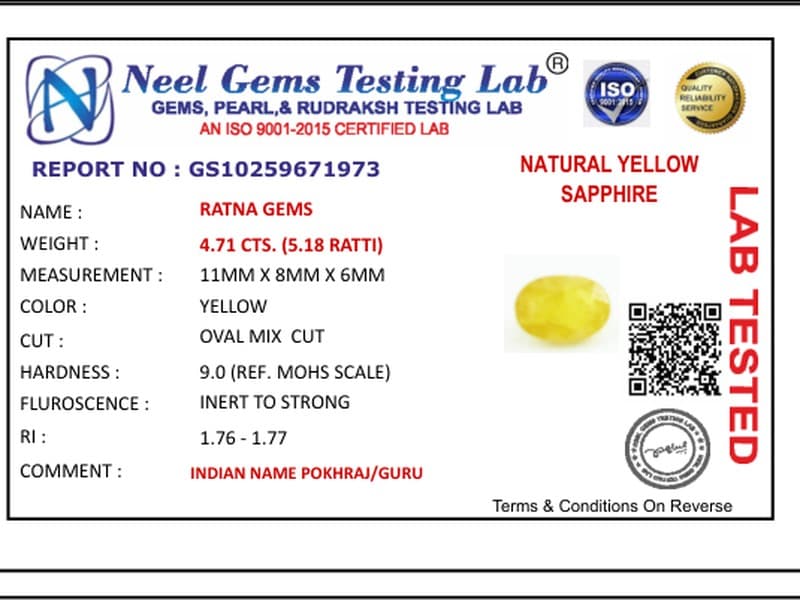 Bangkok yellow sapphire (Pukhraj) 4.71 Carat (5.18 Ratti) - View #4