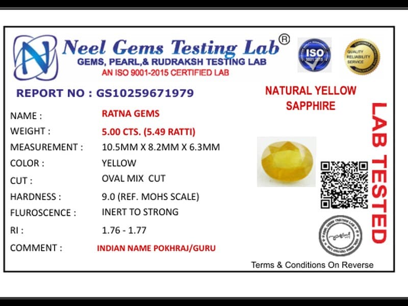 Bangkok yellow sapphire (Pukhraj) 5 Carat (5.49 Ratti) - View #5