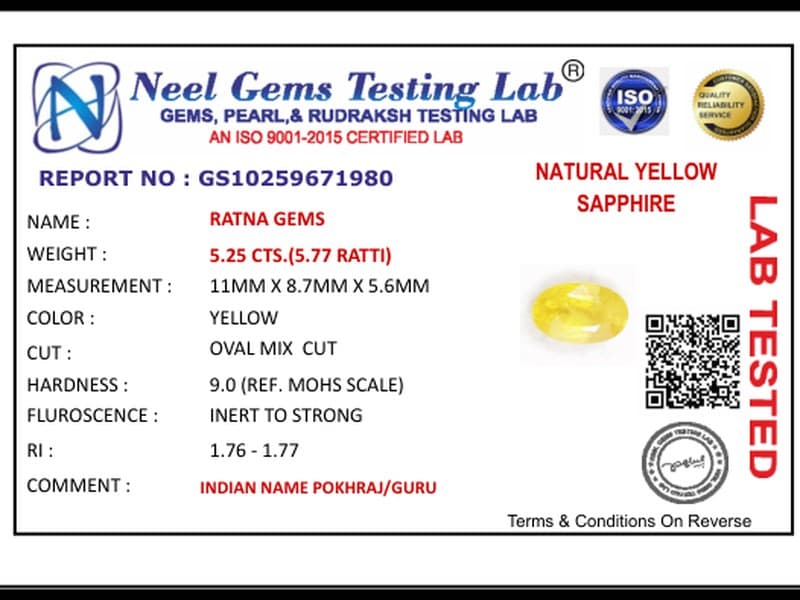Bangkok yellow sapphire (Pukhraj) 5.25 Carat (5.77 Ratti) - View #4