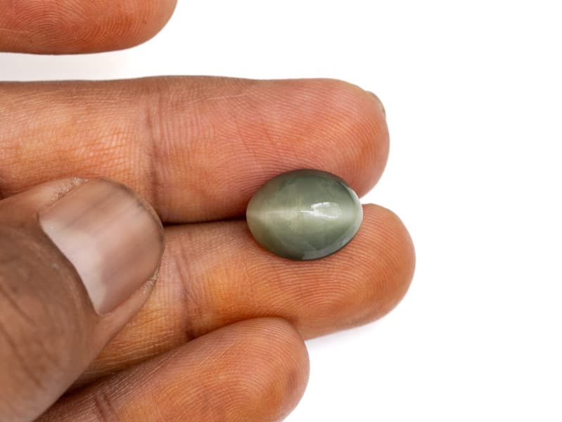 Quartz Cat's Eye (Lahsuniya) 8.54 Carat (9.38 Ratti) Oval Cabochon - View #4