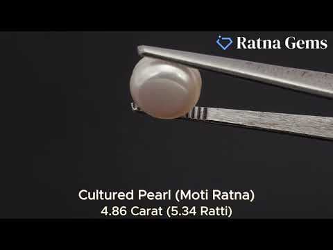 Official video preview: Cultured Pearl Stone (Moti Ratna) 4.86 Carat (5.34 Ratti) Round Button Shape