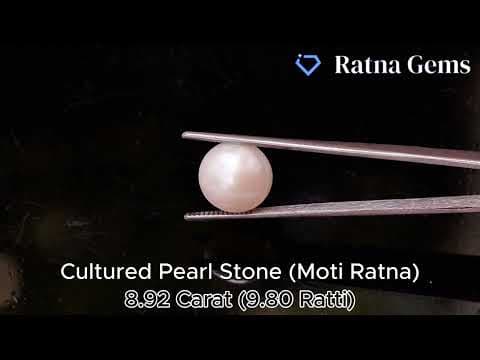Official video preview: Cultured Pearl Stone (Moti Ratna) 8.92 Carat (9.80 Ratti) Round Shape