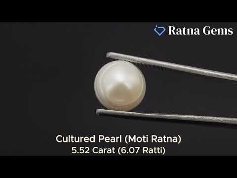 Official video preview: Cultured Pearl Stone (Moti Ratna) 5.52 Carat (6.07 Ratti) Round Button Shape