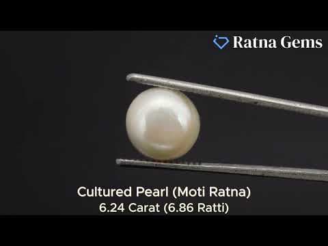 Official video preview: Cultured Pearl Stone (Moti Ratna) 6.24 Carat (6.86 Ratti) Round Button Shape