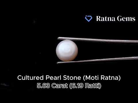 Official video preview: Cultured Pearl Stone (Moti Ratna) 5.63 Carat (6.19 Ratti) Round Shape