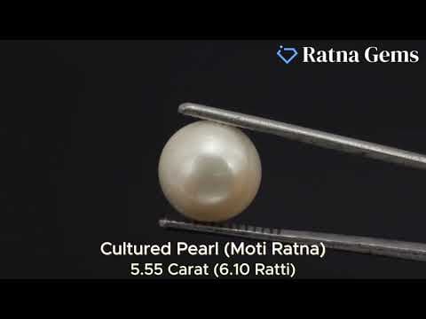 Official video preview: Cultured Pearl Stone (Moti Ratna) 5.55 Carat (6.10 Ratti) Round Button Shape