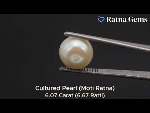 Official video preview: Cultured Pearl Stone (Moti Ratna) 6.07 Carat (6.67 Ratti) Round Button Shape