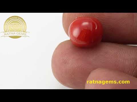 Video preview: Moonga Stone 7.79 Ratti (7.25 Carat) - Italian Red Coral