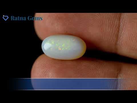 Video preview: Australian White Opal (Doodhiya Patthar) 6.54 Carat (7.19 Ratti) — Rainbow Fire / Play-of-Colour