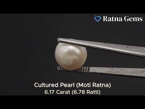 Official video preview: Cultured Pearl Stone (Moti Ratna) 6.17 Carat (6.78 Ratti) Round Button Shape