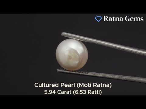 Official video preview: Cultured Pearl Stone (Moti Ratna) 5.94 Carat (6.53 Ratti) Round Button Shape