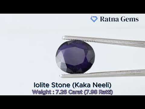 Official video preview: Iolite Stone (Kaka Neeli Stone) 7.26 Carat (7.98 Ratti) Oval Mix Cut - Certified Natural