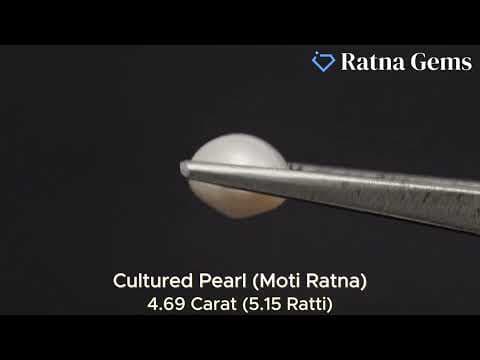 Official video preview: Cultured Pearl Stone (Moti Ratna) 4.69 Carat (5.15 Ratti) Round Button Shape