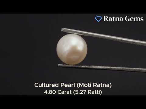 Official video preview: Cultured Pearl Stone (Moti Ratna) 4.80 Carat (5.27 Ratti) Round Button Shape