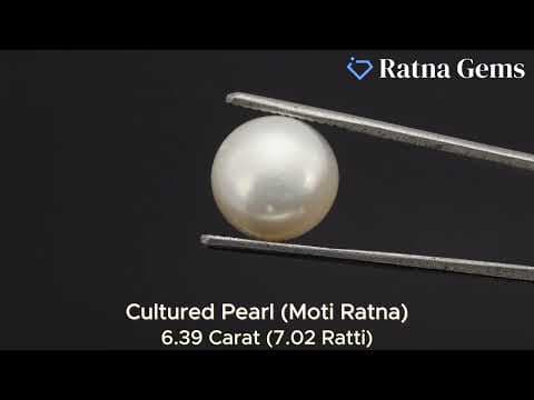 Official video preview: Cultured Pearl Stone (Moti Ratna) 6.39 Carat (7.02 Ratti) Round Button Shape