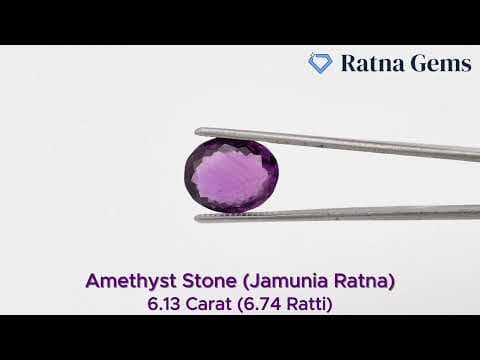 Video preview: Certified Natural Amethyst Stone (Jamunia) 6.13 Carat (6.74 Ratti) Oval Shape
