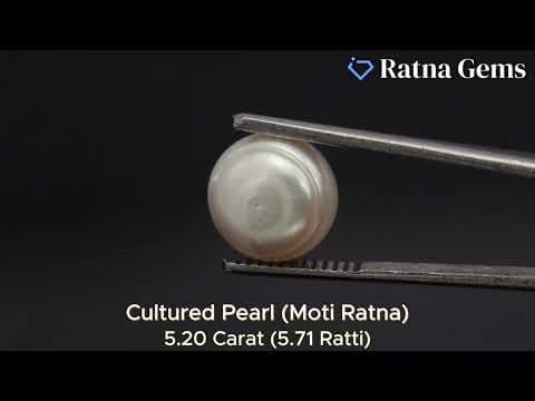 Official video preview: Cultured Pearl Stone (Moti Ratna) 5.20 Carat (5.71 Ratti) Round Button Shape