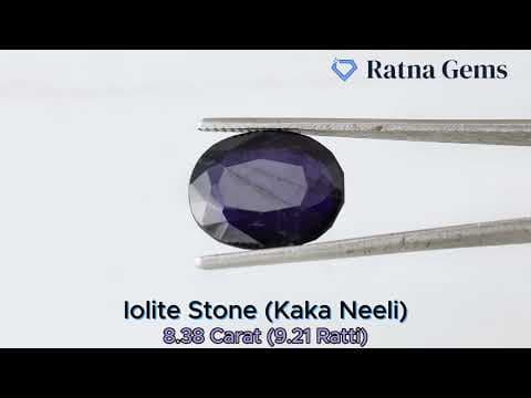 Official video preview: Iolite Stone (Kaka Neeli Stone) 8.38 Carat (9.21 Ratti) Oval Mix Cut - Certified Natural