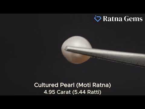 Official video preview: Cultured Pearl Stone (Moti Ratna) 4.95 Carat (5.44 Ratti) Round Button Shape