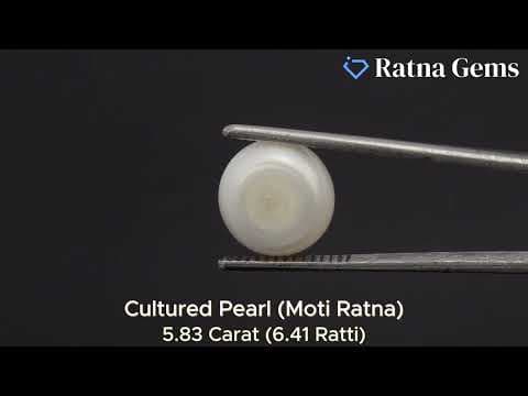 Official video preview: Cultured Pearl Stone (Moti Ratna) 5.83 Carat (6.41 Ratti) Round Button Shape