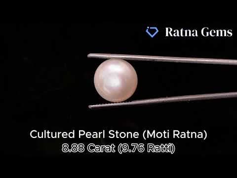 Official video preview: Cultured Pearl Stone (Moti Ratna) 8.88 Carat (9.76 Ratti) Round Shape