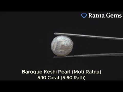 Video preview: Keshi Pearl Stone 5.10 Carat (5.60 Ratti) Moti Ratna Baroque Shape