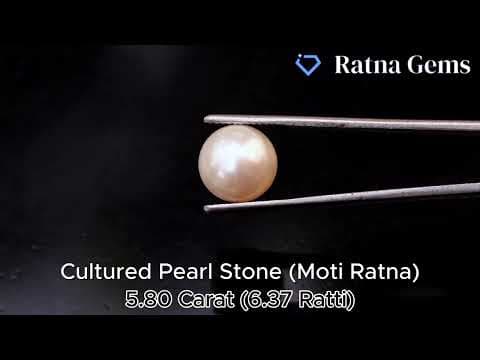 Video preview: Cultured Pearl Stone (Moti Ratna) 5.80 Carat (6.37 Ratti) Round Shape