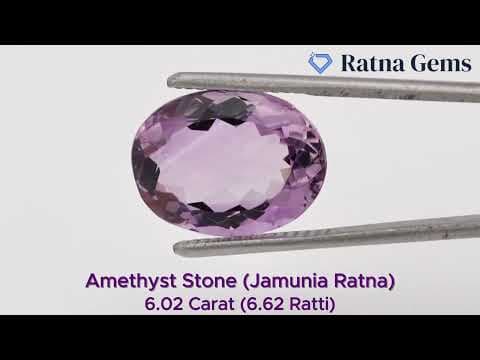 Video preview: Certified Natural Amethyst Stone (Jamunia) 6.02 Carat (6.62 Ratti) Oval Shape