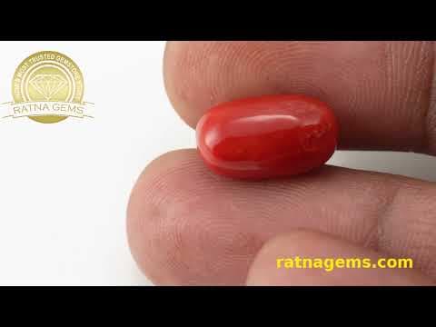 Video preview: Moonga Stone 6.99 Ratti (6.36 Carat) - Italian Red Coral