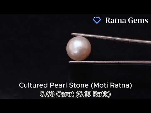 Official video preview: Cultured Pearl Stone (Moti Ratna) 5.63 Carat (6.19 Ratti) Round Shape