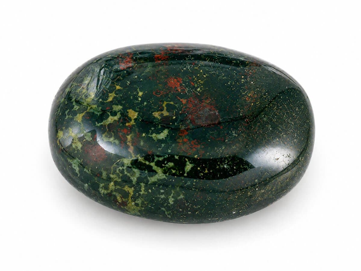 Earthy Bloodstone with red jasper inclusions for vitality.