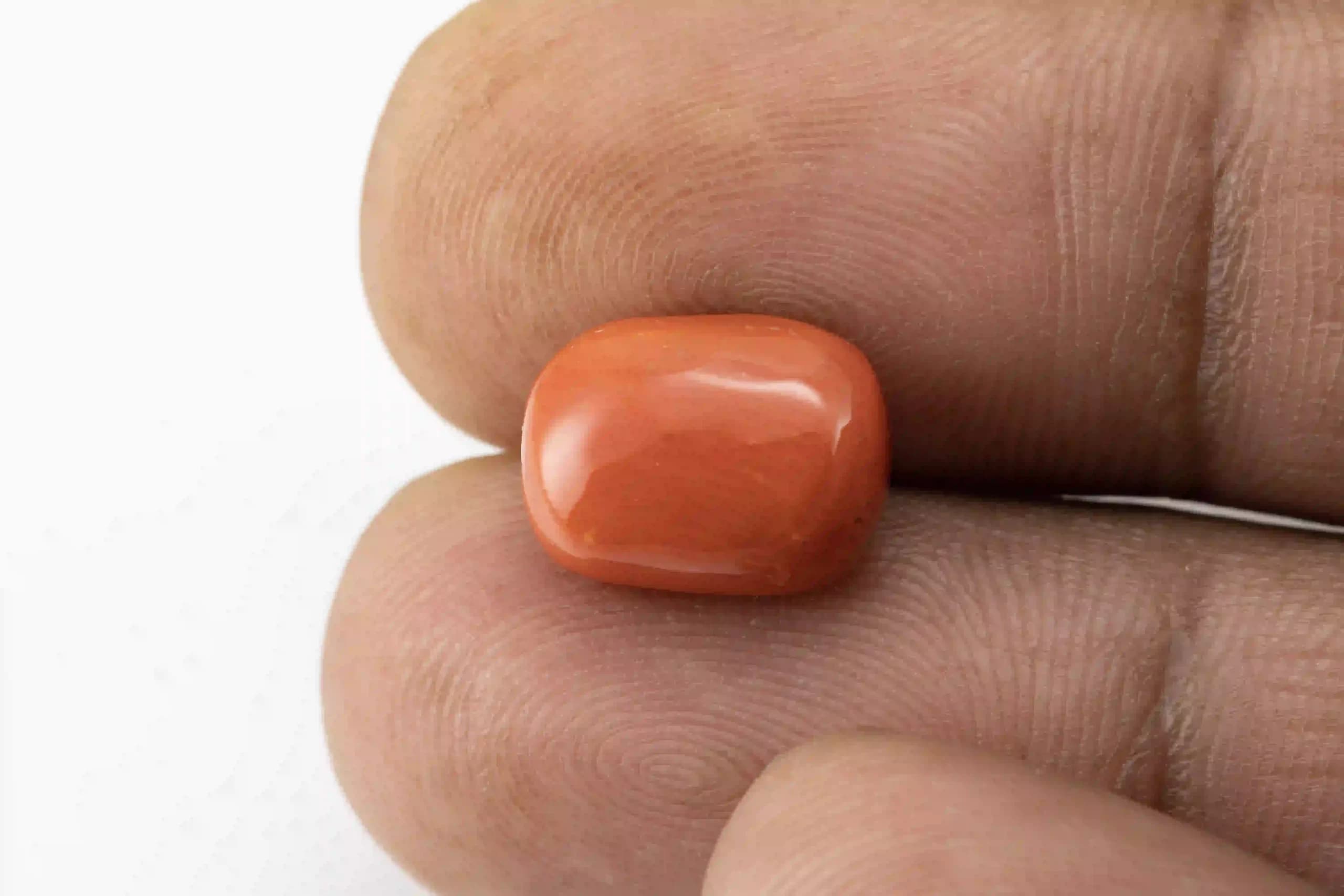 Moonga Stone 6.48 Ratti (5.90 Carat) - Italian Red Coral - View #3