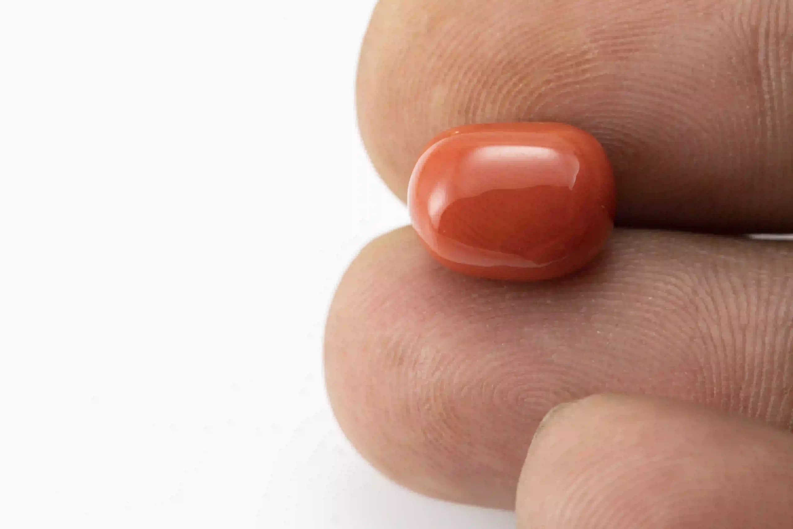 Moonga Stone 7.54 Ratti (6.86 Carat) - Italian Red Coral - View #3