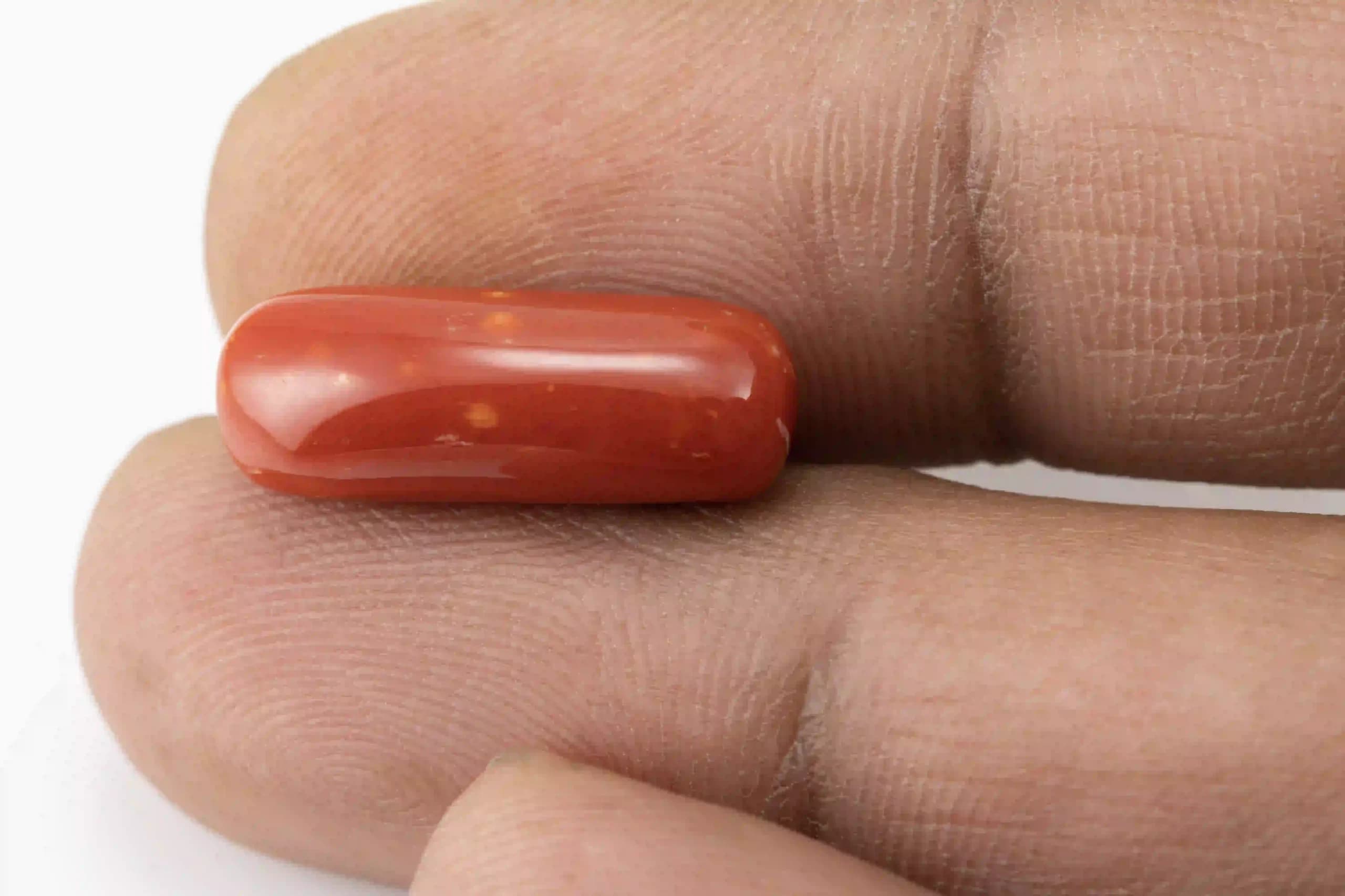 Moonga Stone 10.55 Ratti (9.605 Carat) - Italian Red Coral - View #3