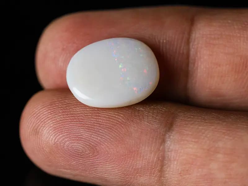 Australian White Opal (Doodhiya Patthar) 6.54 Carat (7.19 Ratti) — Rainbow Fire / Play-of-Colour - View #3