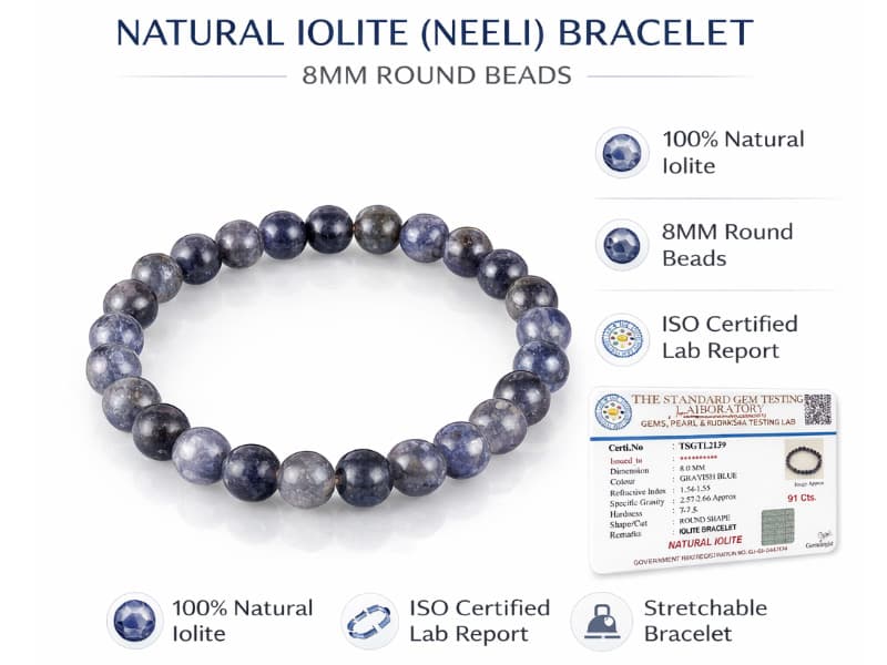 Iolite (Neeli) Bracelet – Certified 8mm - View #6