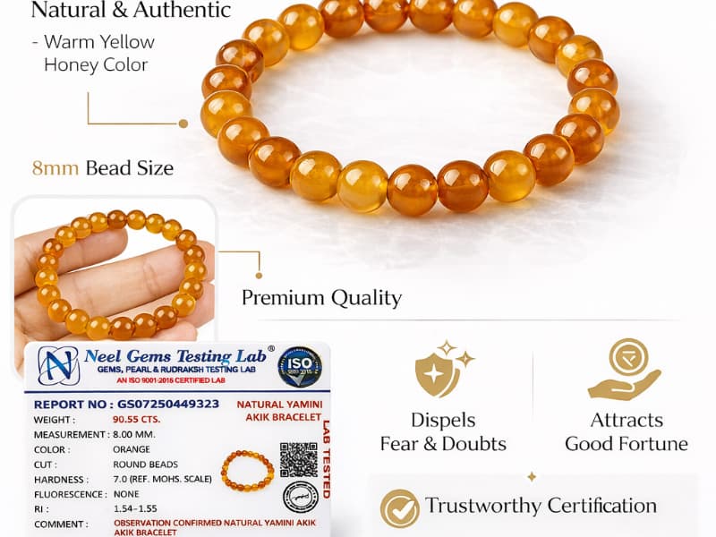 Yamini Hakik Bracelet (8mm Beads) - View #5