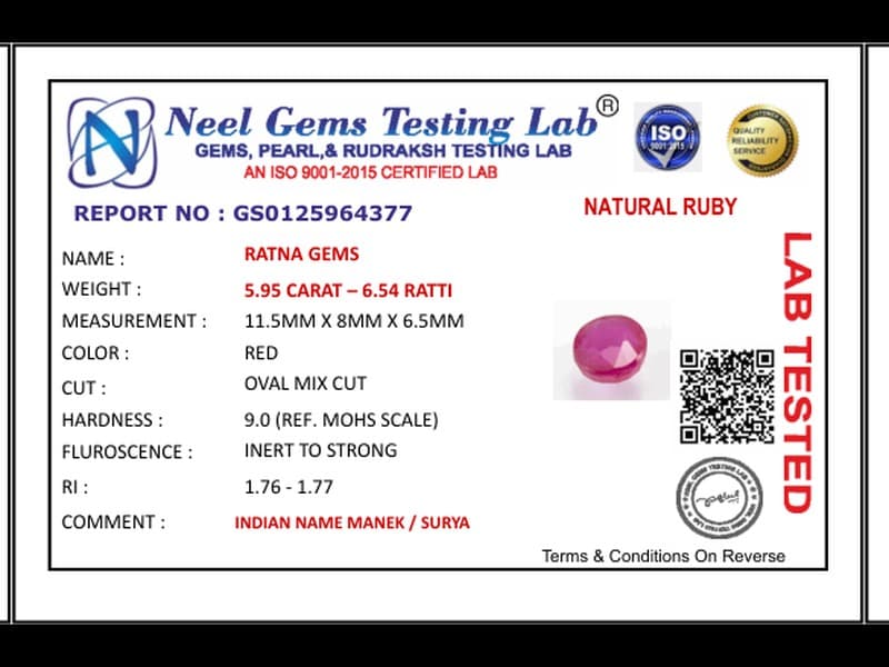 Manik Stone 6.54 Ratti - 5.95 Carat Ruby Stone - Bangkok - View #4