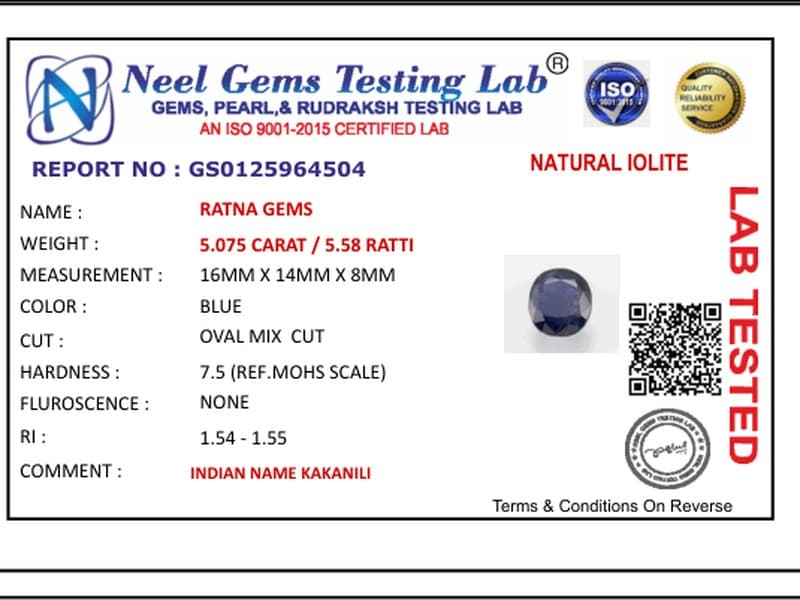 Iolite Stone 5.075 Carat (Kaka Neeli Stone) - View #4