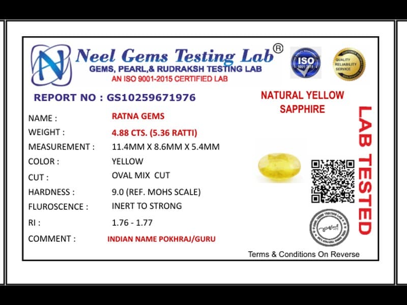 Bangkok yellow sapphire (Pukhraj) 4.88 Carat (5.36 Ratti) - View #4